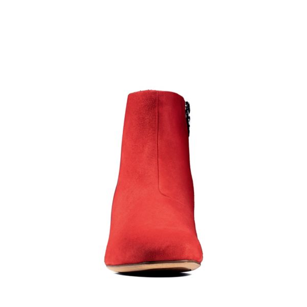 Clarks Womens Sheer Flora Ankle Boots Red | UK-542637